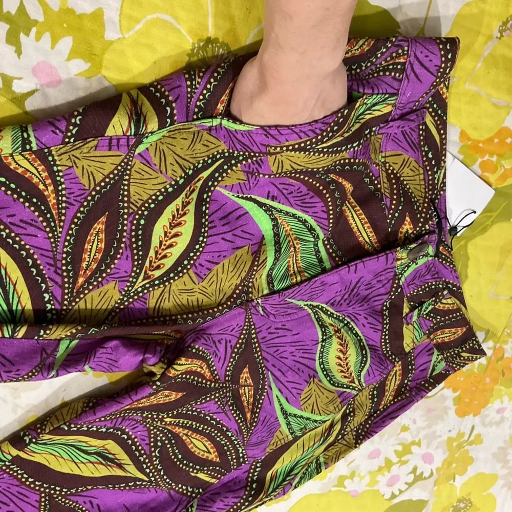 Zara Linen High Waisted Hi Rise Flare Patterned Pants Small